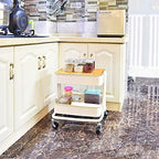 Melody House 2-Tier Metal Utility Rolling Cart Storage Side End Table with Cover Board for Office Home Kitchen Organization, Cream White - Image 4