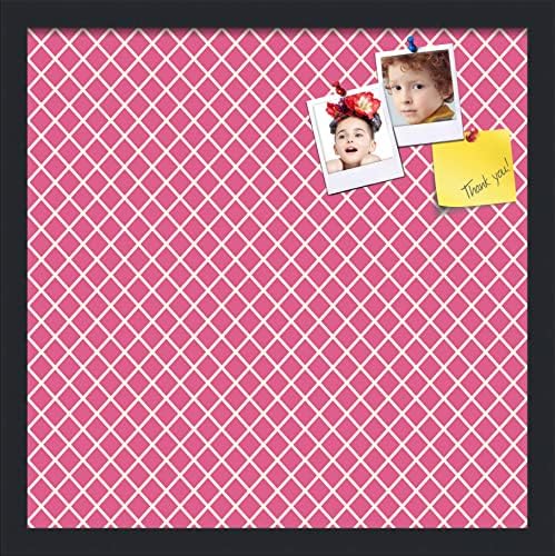 PinPix 18x18 inch Cork Bulletin Board. This Decorative Framed Pin Board Comes with Diamond Pattern in Hot Pink Design and Satin Black. Ideal for Home, Office Decor or School (PinPix-302) by PinPixBulletinBoards