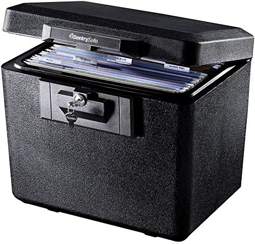 SentrySafe Black Fireproof Document Box with Key Lock, Safe Secures Files and Documents for Home or Office, 0.61 Cubic Feet, 13.6 x 15.3 x 12.1 inches, 1170 by SentrySafe