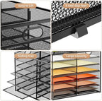 Marbrasse 7 Tier Desktop Literature Organizer, Mesh Paper Organizer Desk Organizers, File Sorter Mail Center Paper Storage Cabinet Classroom Keepers Mailbox for Office Home School, Black - Image 4