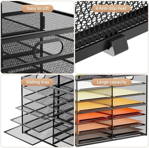 Marbrasse 7 Tier Desktop Literature Organizer, Mesh Paper Organizer Desk Organizers, File Sorter Mail Center Paper Storage Cabinet Classroom Keepers Mailbox for Office Home School, Black - Image 4