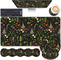 Mouse Pad,Large Pink Desk Mat, 4in1 XXL Mousepad + Keyboard Wrist Rest+Mouse Wrist Rest+Coaster Set with Ergonomic Desk Pad for Home Office Table Computer-Cute Flowers by CICPLKSE