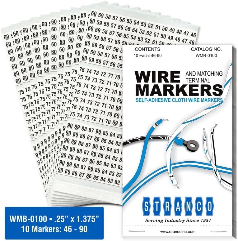 Premium Wire Marker Book Numbered 46-49 for Cable Management, Vinyl-Coated, High-Tack Adhesive, Electric Panel Wire Labels 10 Pages/Book by Unknown