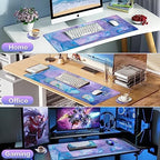 4-in-1 Mouse Pad with Wrist Rest Purple,35.4×15.7in Large Gaming Mouse Pad - Image 7