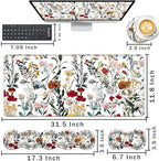 Keyboard Wrist Rest and Mouse Pad with Wrist Support Set Ergonomic Coaster,Memory Foam,Easy Typing Pain Relief,Large XL Desk Mat 31.5"x 11.8",Beautiful Floral - Image 2
