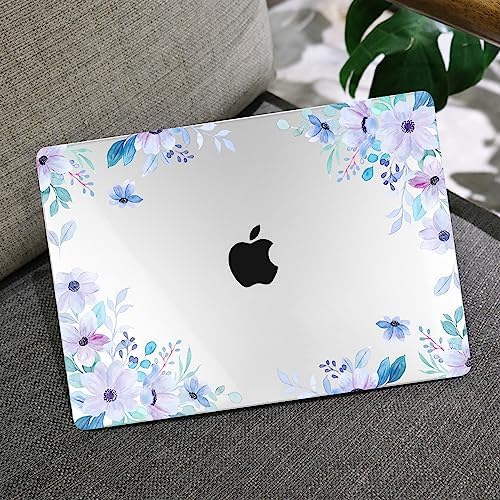 MEEgoodo for M5/M4/M3/M2 MacBook Air 15 inch Case 2026 2025 2024 2023, Case Fit Model (A3448/A3241/A3114/A2941) for MacBook Air 15.3 inch, Soft Purple Floral - Image 6