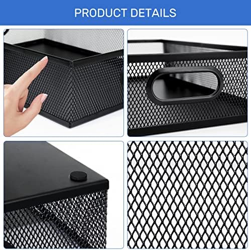Neudeco Desk Drawer Organizer, 4 Pack Metal Mesh, Black - Image 4