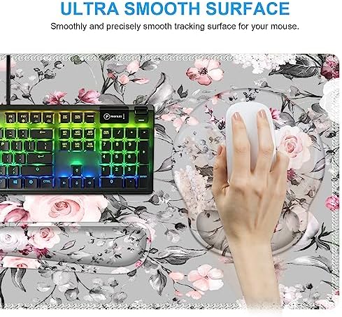 iCasso Desk Blotter for Workspace, Pink Floral 35.4"x15.7" Mousepad - Image 5