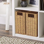 AELS Woven Natural Fibre Magazine Holder, Magazine Rack Floor, Hand-woven Magazine Organizer, Natural Paper Rope Magazine Basket with Handles, Boho Modern Farmhouse Book Basket, Newspaper Holder - Image 5