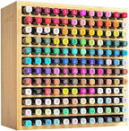 MinBoo Marker Organizer for 144 Markers, Bamboo Art Supply Storage Organizer Rack, Art Markers Pens Colored Pencils Paint Brushes Stationary Organizer Holder for Home Classroom Office Desk Decor by MinBoo
