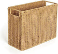 AELS Woven Natural Fibre Magazine Holder, Magazine Rack Floor, Hand-woven Magazine Organizer, Natural Paper Rope Magazine Basket with Handles, Boho Modern Farmhouse Book Basket, Newspaper Holder by AELS