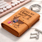 Personalized Leather Cable Organizer Bag - Custom Travel Tech Pouch for Cords & Chargers, Electronics Organizer Case, Airport & Flight Essentials Ideal for Travelers - All My Charging Sh*t - Image 2
