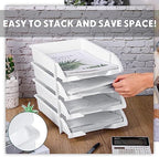 Fainne 8 Pcs Stackable Paper Trays Organizer Letter Tray for Desk, White - Image 3