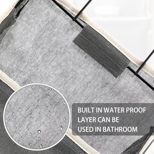 Woanger 12 Pcs Wall Hanging Storage Bag Wall Hanging Organizer Bag Over The Door Closet Basket Containers Bins with Hooks Pockets for Bedroom Bathroom, 15 x 4.3 x 8.7''(White, Dark Gray, Light Gray) - Image 4