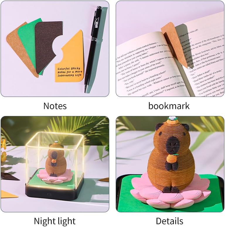 3D Memo Pad, 3D Calendar 2027, Time Piece Calendar, Tear-Off Calendars 2027, 3D Paper Carving Art Memo Pad, Art Carving Sticky Notes for Office Home Gifts Ornaments (Capybara) - Image 6