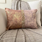 The HomeCentric Pack of 2 Decorative Lumbar Pillow Cover Rust & Gold, 12"x20" (30x50 cm) Velvet Gold Foil, Sequins Embroidered, Handmade Oblong Pillow Cover Abstract Modern - Shimmering Corrosion - Image 3