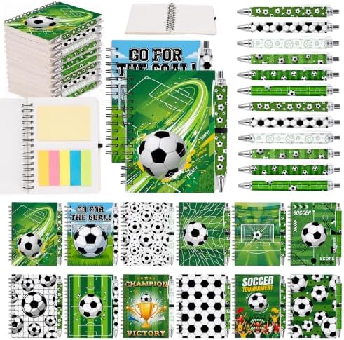 Sprial Notebooks with Pens Bulk, 48 Pack, 5.5 x 4.7 Inch, Soccer by Culudea