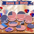 450 Pcs Tableware Set, Serve 50, Red Blue White, Usa Flag - Image 4
