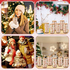 6 Pcs Christmas Glass Cup Bulk with Straw and Bamboo Lids 16 oz - Image 5