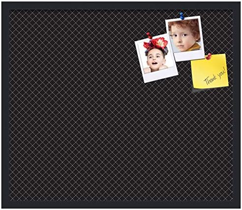 PinPix 28x24 inch Cork Bulletin Board. This Decorative Framed Pin Board Comes with Diamond Pattern in Black Design and Satin Black. Ideal for Home, Office Decor or School (PinPix-120) - Image 2