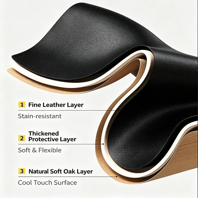 31.5"×47" Leather Desk Pad Mat Large Gaming Mouse Pad Table Cover Black - Image 6