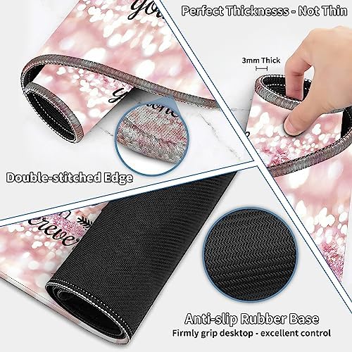 Large Gaming Mouse Pad Set 35.4 x 15.7 with Keyboard Wrist Rest, Wrist Support, and Coaster Memory Foam Smooth Desk Pad Mousepad for Home Office School - Quote Bible - Image 4