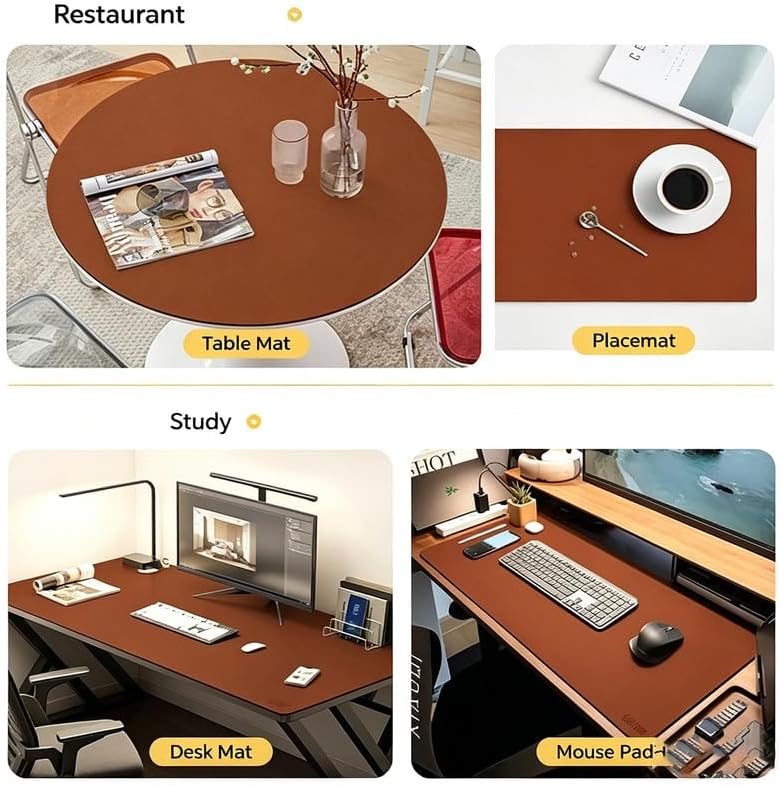 35.5"×57" Leather Desk Pad Mat Large Waterproof Mouse Pad Office Orange - Image 7