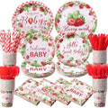 450 Pcs Tableware Set, Serve 50, Red and Pink, Strawberry Baby Shower by Unknown