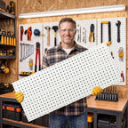 4 Pcs Metal Pegboard Panels 16x33in, White Peg board Wall Organizer - Image 2