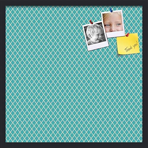 PinPix 24x24 inch Cork Bulletin Board. This Decorative Framed Pin Board Comes with Diamond Pattern in Neon Blue Design and Satin Black. Ideal for Home, Office Decor or School (PinPix-350) by PinPixBulletinBoards