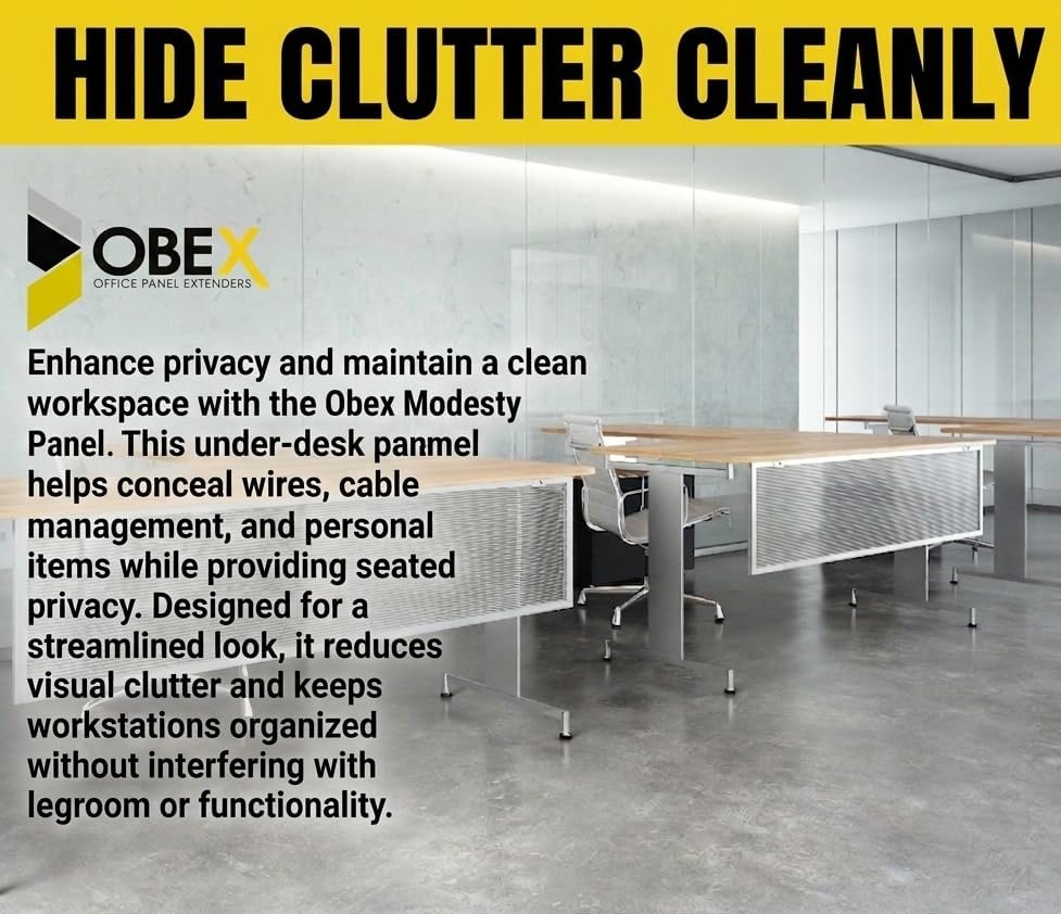 OBEX Polycarbonate Table Mounted Modesty Panel Easy Install Privacy Shields for Reception, Office, and Student Desk, 24" x 72", White - Image 6