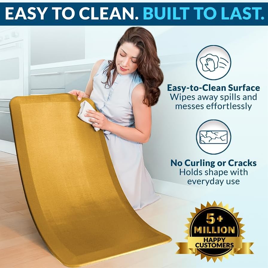 ComfiLife Anti Fatigue Floor Mat – 3/4 Inch Thick Kitchen Mats for Floor, Standing Desk Mat, Kitchen Rug – Comfort at Home, Office – Durable – Stain Resistant – Non-Slip Bottom (20" x 39", Mustard) - Image 5