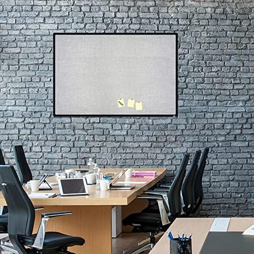 JILoffice Cork Linen Bulletin Board 36 X 24 Inch (Grey), Black Aluminum Frame Wall Mounted Board Memo Pin Board for Office Home and School - Image 5