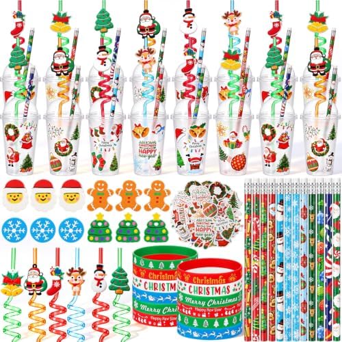 Baderke 24 Sets Classroom Christmas Party Favors with Cups, Santa by Baderke