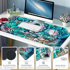 Large Mouse Pad with Wrist Support 4 in1 Set, XXL Big Game Mousepad + Keyboard Wrist Rest+Mouse Wrist Rest+Coaster Ergonomic Gaming Mat for Home Office Table Computer I Nice Green Mandala - Image 3