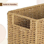 AELS Woven Natural Fibre Magazine Holder, Magazine Rack Floor, Hand-woven Magazine Organizer, Natural Paper Rope Magazine Basket with Handles, Boho Modern Farmhouse Book Basket, Newspaper Holder - Image 6
