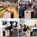Foldable Utility Cart Portable Collapsible Crate Rolling Carts with Wheels Rolling Tote Basket Teacher Cart with Lid Wear-Resistant 360°Rotate Wheel Noiseless for Shopping Storage Office Use - Image 3