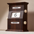 Vintage Manual Flip Desk Calendar, Never Expires, Rotating Month Week Day Date Display for Home Office,Retro Style, Reusable High-end Home Ornaments, Unique Gift,6.1 x 4.3 x 2.6 Inches(Wood Grain Brown Perpetual Calendar) - Image 3