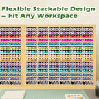PROLEE Marker Storage Organizer for 360 Markers,Wooden Alcohol Marker Holder with 90 Slots,Markers Pens Pencils Art Supply Storage Rack for Desk Home Classroom Office Decor - Image 6