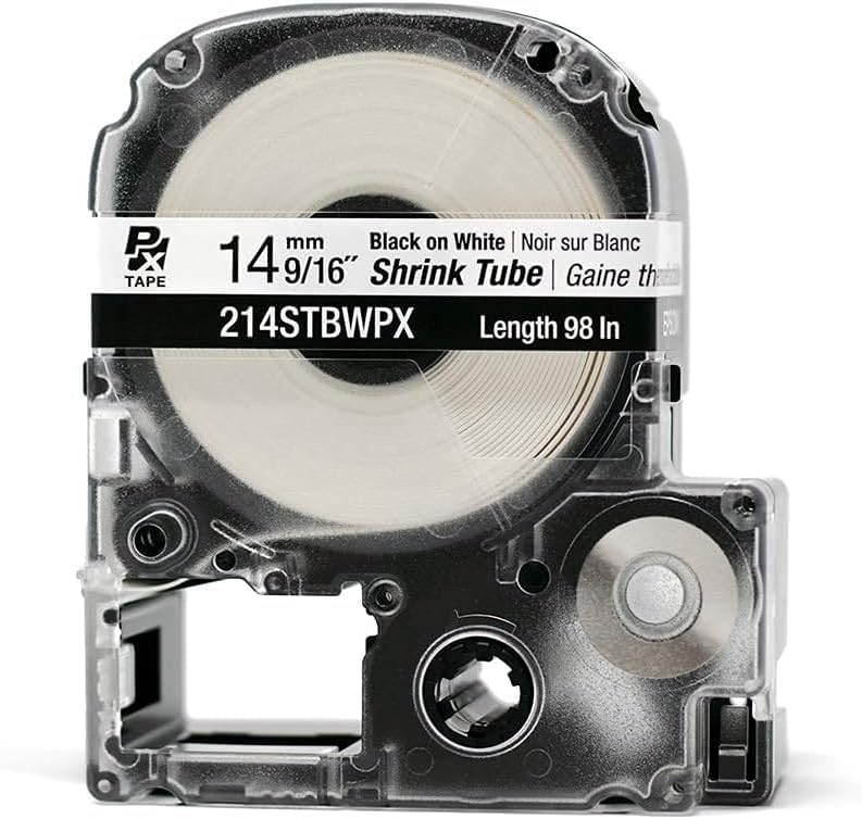 Epson LabelWorks 214STBWPX Heat Shrink Tube, Black on White, 14mm, 5-Pack - Image 6