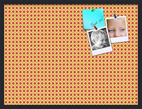 PinPix 32x24 inch Cork Bulletin Board. This Decorative Framed Pin Board Comes with Diamond Pattern in Red and Orange Design and Satin Black. Ideal for Home, Office Decor or School (PinPix-331) by PinPixBulletinBoards