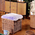 LLB Sheepskin Chair Cover - Office Cushion, Dining Room Pad, Desk Seat for Computer, Fur Area Rug for Living Room, 18x18 Inch (Pack of 1), Taro Purple - Image 6