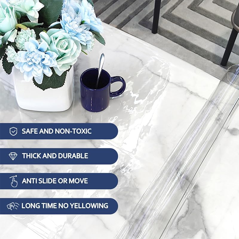 Kasepie Clear Table Protector 42x78 Inch, 2mm Thick PVC Table Cover for Kitchen & Dining Room, Scratch-Resistant Desk Mat, Rectangle Plastic Tabletop Protector - Image 5