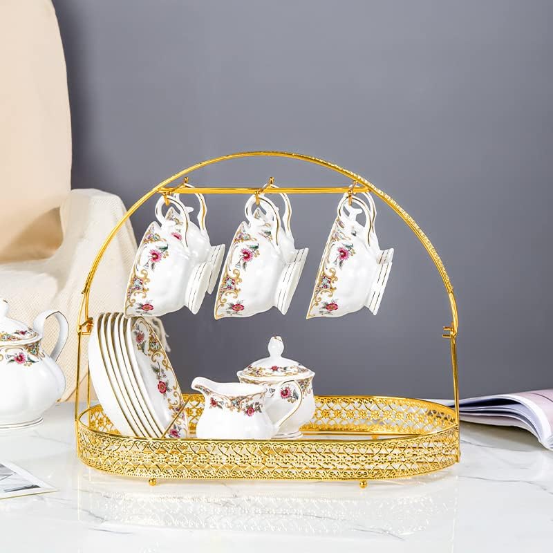 Mug Holder Coffee Cup Rack Stand - Wrought Iron Mug Rack Tea Set Organizer - Image 5