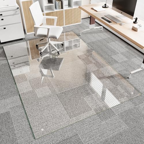 Koonmi Glass Chair Mat for Carpet, 60"x80" Thick Office Chair Mat by KOONMI
