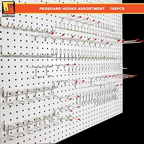 Wellmax 188 Pcs Pegboard Hooks & Accessories, Heavy Duty for Garage & Shop - Image 2
