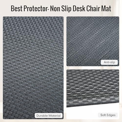 Office Chair Mat for Hard Floors,48"x60" Anti-Slip Waterproof Hardwood Floor Chair Mat,Heavy Duty Floor Protector Rolling Chairs for Home Office(Black) - Image 3