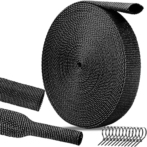 16 Ft-1 Inch 2:1 Heat Shrink Wire Loom Braided Cable Sleeves, Heat Resistant Fabric Woven Shrink Tubing Wiring Harness for Protection Automotive, Harness Cable Sheath Tubing, Cable Management by AnnbesHardware
