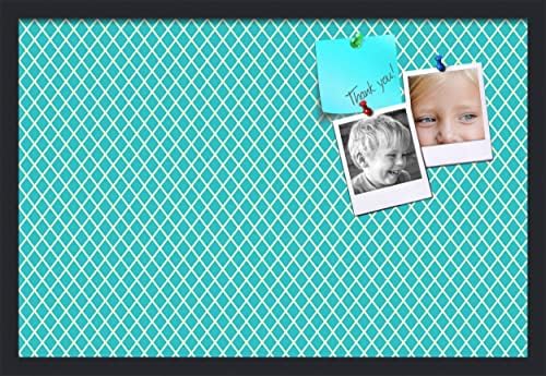 PinPix 27x18 inch Cork Bulletin Board. This Decorative Framed Pin Board Comes with Diamond Pattern in Neon Blue Design and Satin Black. Ideal for Home, Office Decor or School (PinPix-350) by PinPixBulletinBoards