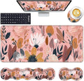 Keyboard Wrist Rest and Mouse Pad with Wrist Support Set Ergonomic Coaster,Memory Foam,Easy Typing Pain Relief,Large XL Desk Mat 31.5"x 11.8",Pink Floral by CICPLKSE